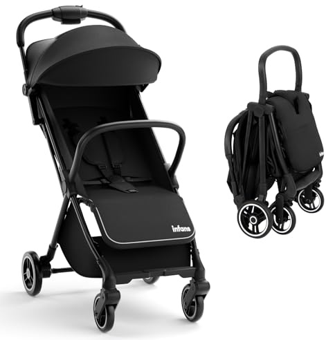 INFANS Ultra-Compact Fold Airplane Ready Travel Stroller, One-Hand Gravity Fold Near Flat Recline Seat, Foldable Toddler Stroller for Infant 6-36 Month