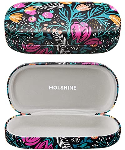 molshine Sonnenbrillen Etui aus Hartschalen Leder, klassisches großes Brillenetui für Damen und Herren, Sonnenbrillen