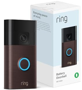 Like-New Ring Battery Doorbell, Home or business security with Head-to-Toe video, Live View with Two-Way Talk, and Motion Detection & Alerts, Venetian Bronze