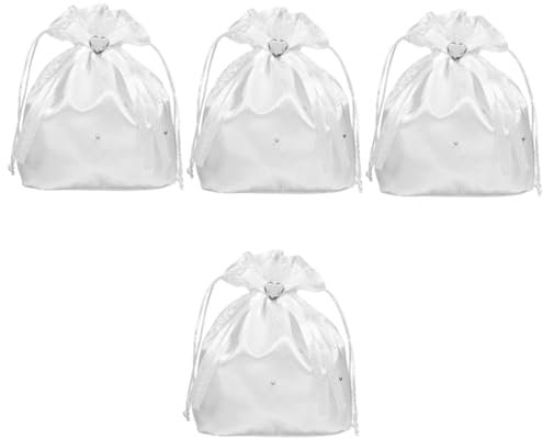 ifundom 4 Stücke Bachelorette Party Clutch Geldbörse Braut Satin Taschen Kordelzug Für Hochzeit Geldbörse Organza Brautjungfer Handtasche