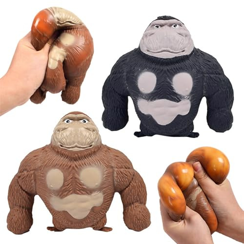 Gorilla Spielzeug zur Stressreduktion,Forreen 2 Stück Anti Stress Spielzeug,Monkey Squeeze Toy,Lustiges Stressball,Stressabbau Spielzeug für Freizeit,Unterhaltung und Dekompression