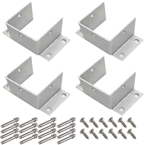Aufschraubhülse Pfostensockel Aus Edelstahl, Groß Geländerpfostenhalterungen/Zaunpfosten-Anker Zaunpfosten-Montagehalterung Für Holzpfosten Briefkästen Deck, 4 Stück (Size : 95x95x80mm/3.7x3.7x3.2i