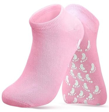 GUOYOU Chaussettes Hydratantes, Réutilisables Chaussettes en Gel Hydratante Pied aux RoseHuiles Essentielles pour Femmes Hommes, pour Réparer et Adoucir la Peau des Pieds Craquelés à Sec, Rose