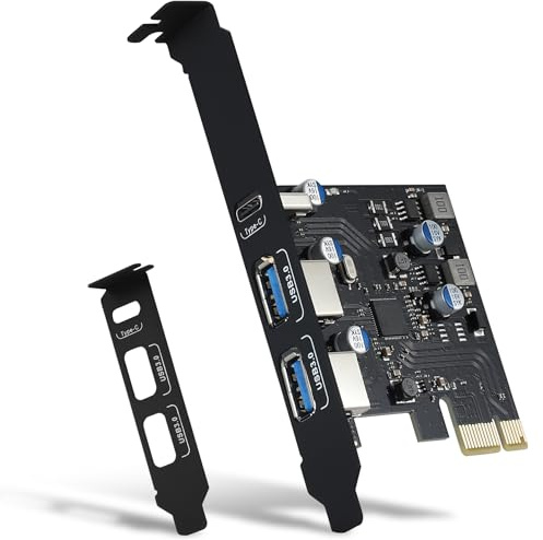 YEELIYA PCIe USB 3.0 Karte mit Low Profile und 20W PD für Windows | 1x Typ C + 2x Typ A, Power Delivery, PCI Express x4/x8/x16, Plug und Play, 5Gbps, USB 3.1/3.2 Gen 1, PCIE zu USB Controller