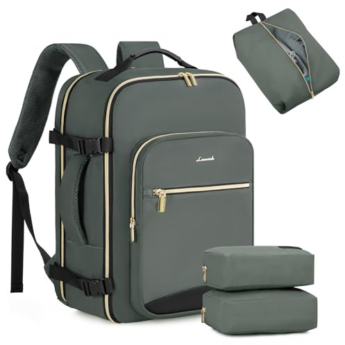 LOVEVOOK Handgepäck Rucksack Flugzeug, 40L Groß Reiserucksack Damen | Kofferrucksack, Wasserdicht Reisetasche für 17 Zoll Laptop, Travel Backpack für Reise Geschäftsreise Business Wandern Weekend