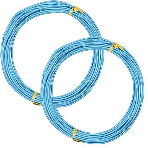 YMWALK 2mm Aluminium Basteldraht Schmuckdraht, 2 Rollen Biegbaren Modellierdraht Metall Skulptur Draht für Schmuckhandwerk, Modellbau, Armaturen und Skulpturen (2mm * 10m jede Rolle) (Blau)