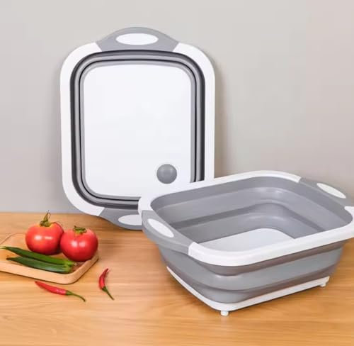 3-in-1 Collapsible Chopping Board with Drain Plug – Multi-Purpose Folding Cutting Board for Kitchen, Camping & Outdoor Use | Non-Slip Wash Basin, Portable Tub & Storage Container – 𝗨𝗥 𝗖𝗛𝗢𝗜𝗖𝗘