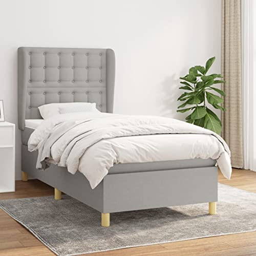 Sufrk Boxspringbett mit Matratze Hellgrau 100x200 cm Bett Mit Matratze Boxspringbett Schlafzimmermöbel Boxspringbett Mit Matratze Stoff