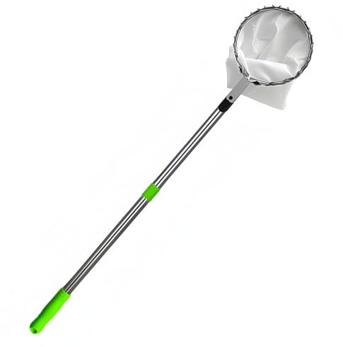 Fruit Picker 10.5 Ft Fruit Picker Pole with Basket Telescoping Stainless Steel Adjustable Fruit Picker Pole with Metal Teeth Basket Suit for Lemon Pear Mango, Fruit Picker Pole