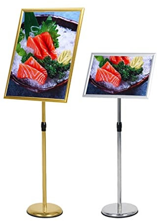 CAFIEDR Schilderhalter, stehender Bodenschildständer, Sockel für Plakatschilder, sowohl vertikale als auch horizontale Ansicht, angezeigtes Schild, Plakatständer für die Geschäft(Silber A2)