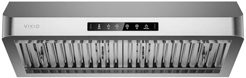 VIKIO HOME Range Hood 30 Inch Under Cabinet, Kitchen Hood with 980 CFM, 3-Speed Gesture Sensing & Touch Control Panel, Stainless Steel Vent 2 Pcs Baffle Filters with Handlebar, Ducted, LED light