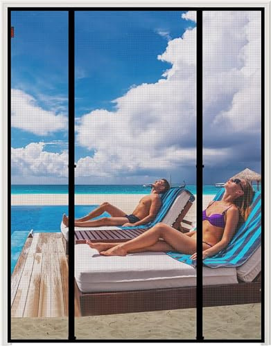 WochiTV Fliegengitter Tür Magnet 150 x 222cm Doppeltür Fliegengitter Tür Mit Magnetverschluss Ohne Bohren Magnetvorhang für Balkontür, Kellertür und Terrassentür Kinderleichte Klebemontage