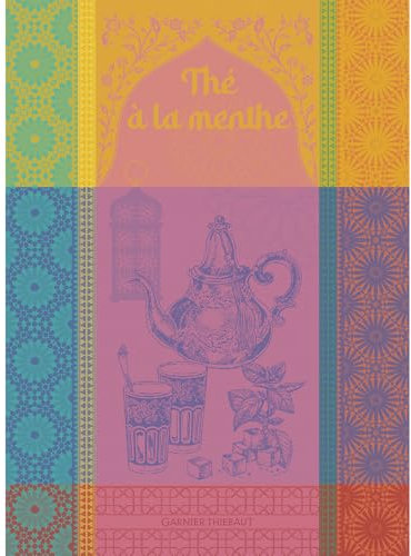 Garnier Thiebaut The Menthe Rose (Pink Mint Tea) French Kitchen Towel 22x30, Cotton, Jacquard