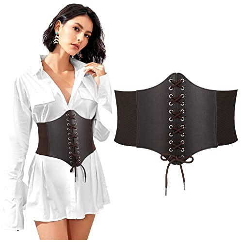 JASGOOD Corset Femme Large - Ceinture Guêpe Élastique à Lacets pour Robe/Manteau - Corset Femme Bustier & Noir - Confort Ultime