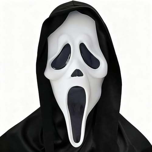 Auzlya Ghostface Maske,Halloween Horror Scream Masken | Gruselige Ghostface Maske für Hallowee,Latex Geist maske Geisterhaus,für Spukhaus,Karneval,Halloween,Kostümparty,Ostern