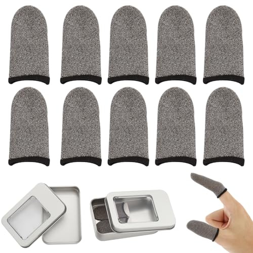 10 Dedales Gamer Mobile Game Finger Sleeve, 2 Cajas de Almacenamiento, Alta Sensibilidad, Transpirable, a Prueba de Sudor, Antideslizante Y Antihuellas, Adecuado para Todas Las Pantallas Táctiles