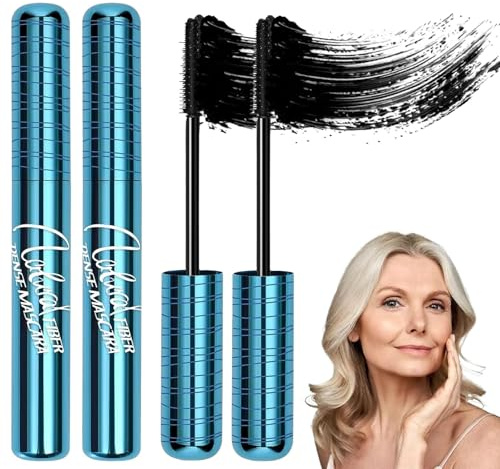 Mascaras noir pour femmes plus âgées - Formule Volumisante et Waterproof pour cils clairsemés,Naturelle et Hypoallergénique pour les yeux sensibles (black-Lot de 2 pièces)