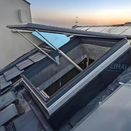 Custom Oversized Tempered Glass Roof Skylight Window Kit - Manual/Electric Aluminum Frame Transparent Design Fits Hole Size 700x1100mm Ideal for Home Illumination