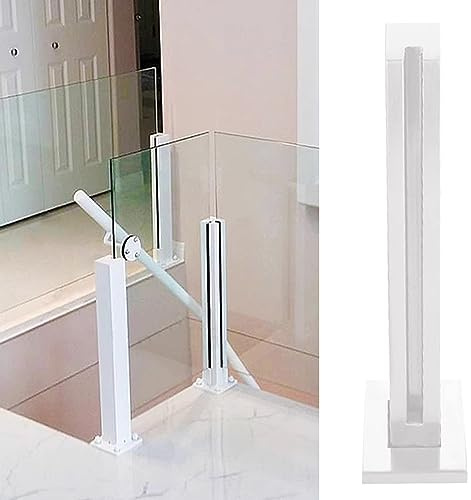 Poteau de balustrade en verre – Colonne de balustrade en métal blanc pour intérieur – Pince en verre pour escalier, balustrade, balcon, clôture, système moderne de garde-corps