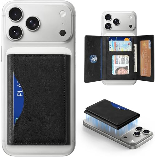 DUX DUCIS für MagSafe Wallet, 6 Karten Halter, Veganes Leder, Schwarz | Vielseitigkeit, für iPhone 17/16/15/14/13/12 Serie und Ausgewählte Samsung Geräte