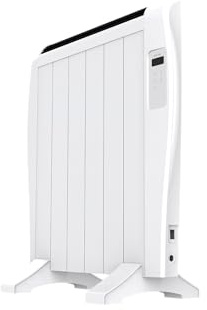 Radiador Emisor Térmico EVVO C6 Blanco, 900W, hasta 12m2, Instalación Suelo o Pared, Google Home, 6 elementos, Bloqueo infantil, Wifi, Control remoto, Temporizador, Display LCD