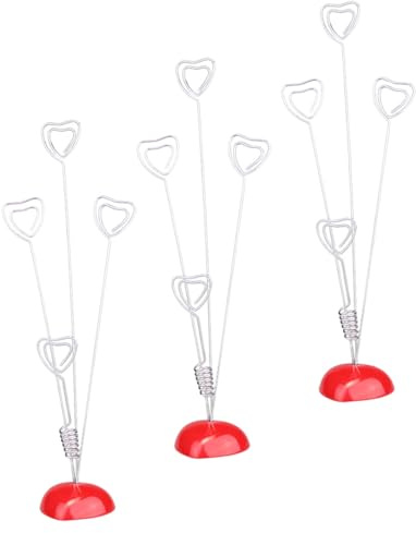 PACKOVE 3 Stück pack Memo Clips aus Metall Herzförmig Rot Notizhalter und Tischkartenhalter für Büro und Hochzeitsdeko