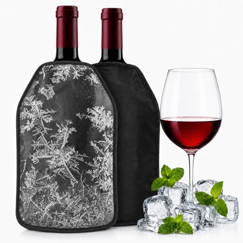 Enfriadora de Botellas de Vino, Enfriador de Botellas de Vino Blanco, Tinto y Champán.champán y refrescos, ideal para fiestas, picnics y viajes (Black+Black Ice)