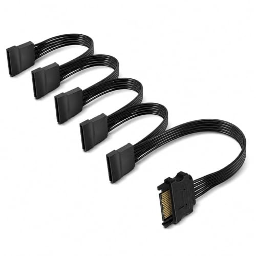 Fizzpick Câble d'extension SATA 15 broches et répartiteur d'alimentation 1 vers 5 SATA - Câble d'extension SATA de 950 mm avec 1 connecteur mâle vers 5 femelles pour SSD, HDD et lecteurs optiques