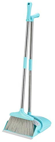 Efantur Balai et Pelle Pelle balayette + Balai ramasse poussiere Kit Balai Set balayette 2 Pcs y Compris 1 Pelle Pliable + 1 Balai avec Manche en Acier Inoxydable économie Espace Bleu Clair