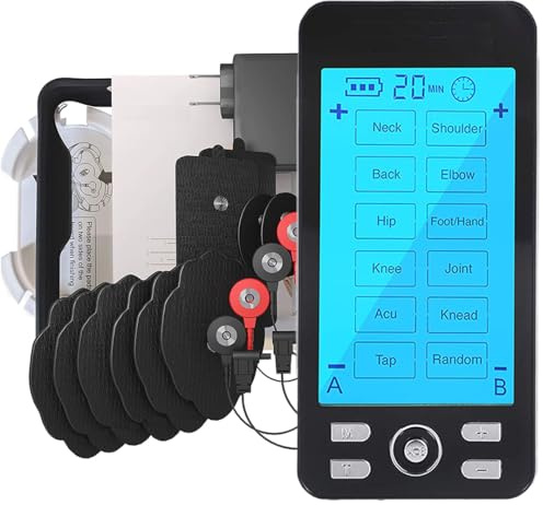 Tens Unit Machine Pulse Massager for Pain Relief, 24 Massage Modes, Rechargeable Muscle Stimulator Device with 10 Pads