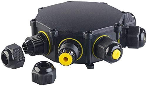 revolt Gartensteckdose IP68: Outdoor-Kabel-Verbindungsbox, 6-fach, für Kabel mit Ø 4-14 mm, IP68 (Kabelbox wasserdicht, Kabelbox wasserdicht Garten, klein)