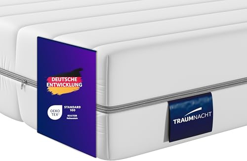 Traumnacht Basis orthopädische 7-Zonen Kaltschaummatratze für alle Schlaftypen, Härtegrad H2 (weich), 140 x 200 cm, weiß, Öko-Tex zertifiziert, produziert nach deutschem Qualitätsstandard