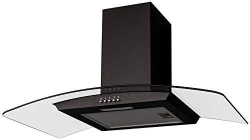 SIA CGH80BL 80cm Curved Glass Chimney Cooker Hood Extractor Fan In Black