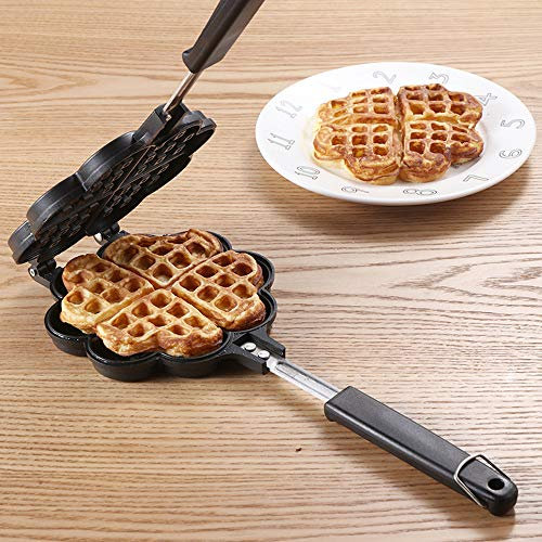 AILZNN Unique waffle makers irons, Stove top Alluminium Waffle Iron Heart Waffle Maker Ideal for Kitchen Tool (Heart-shape Waffle Modle)