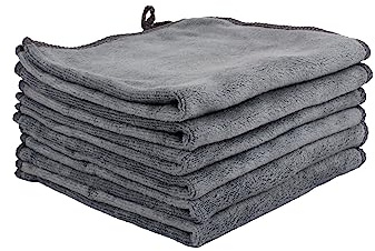 Premium Mikrofaser-Waschlappen, 30 x 30 cm, 300 g/m², superweich, extra dick und sehr saugfähig, für empfindliche Haut, Make-up-Entfernung und Gesichtsreinigung, Grau, 6 Stück