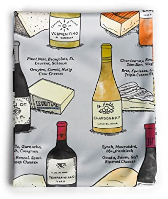Wine Folly Microfiber Polishing Cloth – Wine & Cheese Design | Large 21 x 28 Glass Cleaning Towel for Wine Glasses, Eyewear & Lenses
