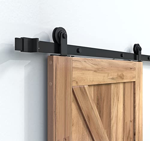 WDB Schiebetürbeschlag Schiebetürsystem - Barn Door Schiebetür Laufschienen - Komplett Set für Eine Schiebetüren – Schwarz (Typ T)