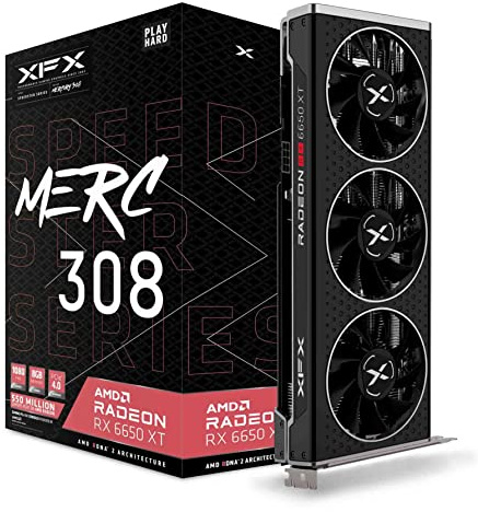 XFX Speedster MERC308 Radeon RX 6650XT Black Gaming Grafikkarte mit 8GB GDDR6 HDMI 3xDP, AMD RDNA™ 2 (RX-665X8TBDY)