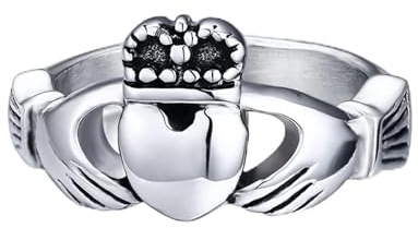 Ayoiow Bagues Acier Inoxydable Homme Claddagh Argent Bagues Mariage Homme Femme