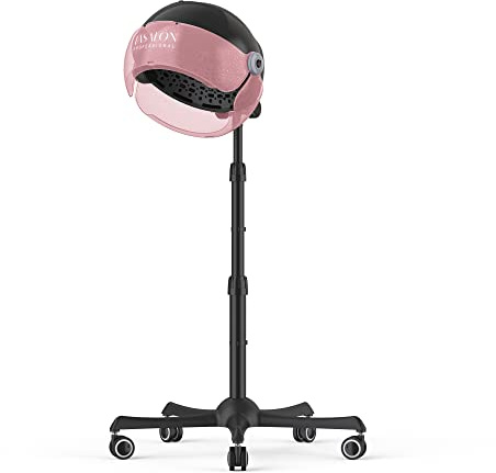 TASALON Ionic Hooded Hair Dryer, 1875W Professional Standing Hair Dryer Bonnet with 3 Temperature Settings, Height Adjustable Rolling Hair Dryer on Wheels, Sit Under Hair Dryer for Home & Salon, Pink