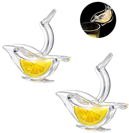Exprimidor de Limón Manual,2 piezas Exprimidor de Mano Portátil Exprimidor De Rodajas De Limón Manual Acrílico Exprimidor De Frutas Transparente Portátil para Lima Naranja Cítricos Limón