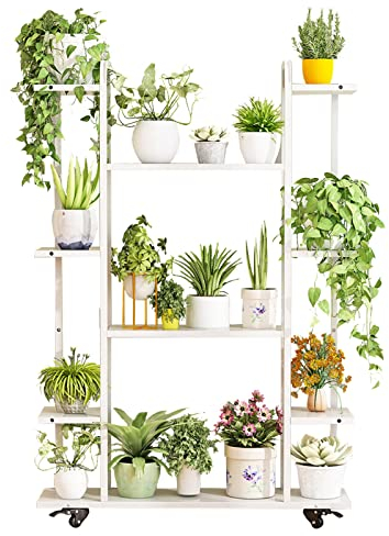 Metall Pflanzenständer Blumenständer Blumenregal Blumentreppe Pflanzentreppe Mehrere Blumentopfständer Pflanzenregal Leiterregal Dekoratives Fenster innen und außen für Balkon, Garten, Terrasse