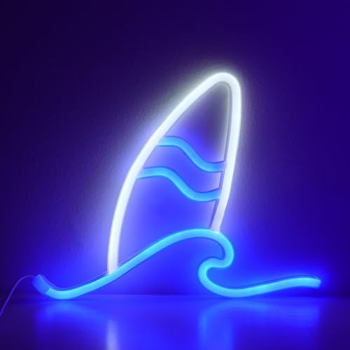 ENUOLI Surfboard Neon Signs,LED Wave Neon Signs for Bedroom,USB/Battery Powered Neon Wall Art Light Night Lights,Tropical Decor Beach Wave Led Signs for Man Cave,Party,Bar,Gaming Room,Christmas