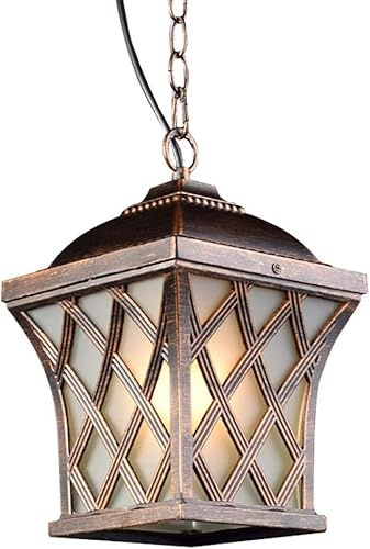 HONY-LIGHT Rustikal Außen Hängeleuchte Wasserdichte IP44 Hängend Lampe aus Aluminium Glas Vintage Decken-Leuchte E27 Pendelleuchte Außenlampe Pendellampe Laterne Höhenverstellbar Bronze …