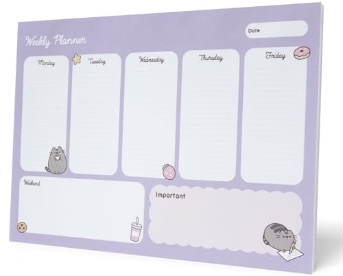 Grupo Erik - Bloc Notes A4 Semainier Pusheen | Sous-Main Bureau, Planner Hebdomadaire | Papeterie de Bureau, Fournitures Scolaires, Organisateur de bureau