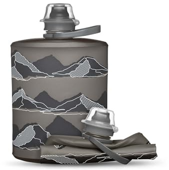 HydraPak Stow Moutains (500mL) -Gris mammouth- Bouteille d'eau pliable - Bouteille de voyage ultra légère et pliable, flacon souple pour ski, randonnée, vélo ou escalade