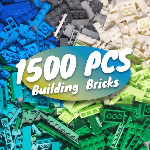 HUIZDQ 1500 mattoni da costruzione, classici piccoli blocchi, set di mattoni classici da costruzione di base compatibili con tutte le principali marche (colori naturali)