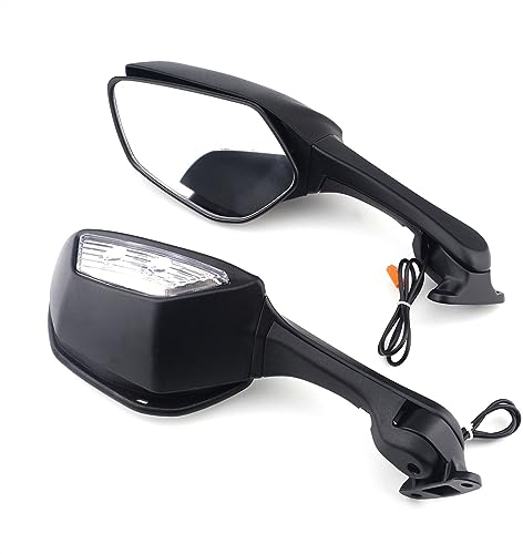 BLNETU Motorradspiegel Motorradspiegel Für Kawasaki Für Ninja ZX6R ZX636 2009-2022/Für Ninja650R ER6F 2012-2022 Seite Rückspiegel Mit Blinker Licht Motorradspiegel