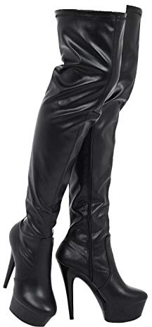 Womens Ladies Sexy Thigh HIGH Kinky Fetish Over The Knee Platform Stiletto Heel Side Zip Boots Size 3 4 5 6 7 8 9 10 (9 UK, Black Matte, numeric_9)