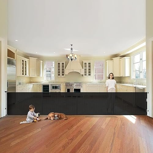 Eyeleaf Barrera De Seguridad Retráctil para Niños y Perros, Apta para Uso En Interiores y Exteriores (negro-500cm)